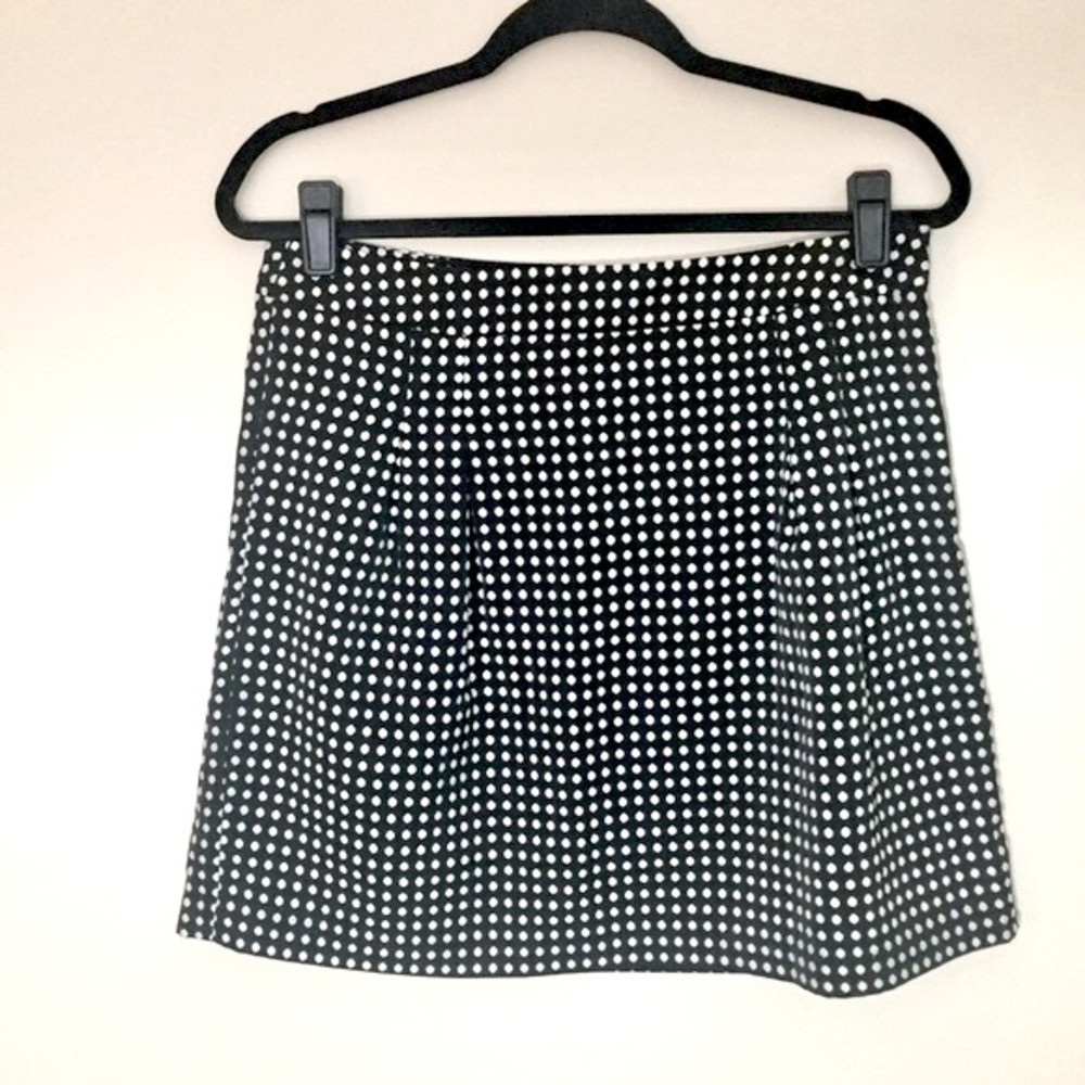 The Limited Polka Dot Skirt Black Cream 10 A-Line Dots Print Lined Darted Pleat